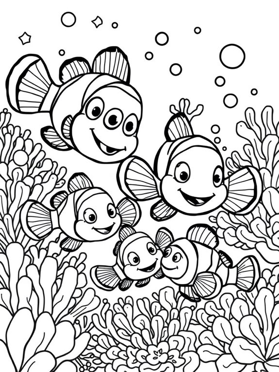 clownfish family coloring activity