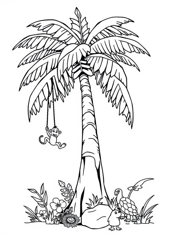 coconut tree animal coloring