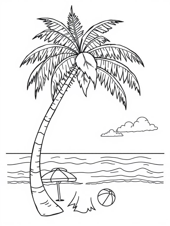 coconut tree beach coloring