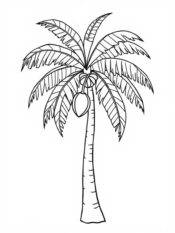 coconut tree line art