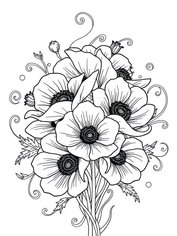 colorful anemone flower designs