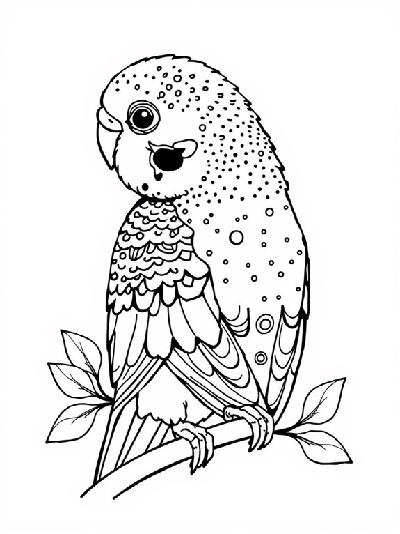 colorful budgerigar coloring page