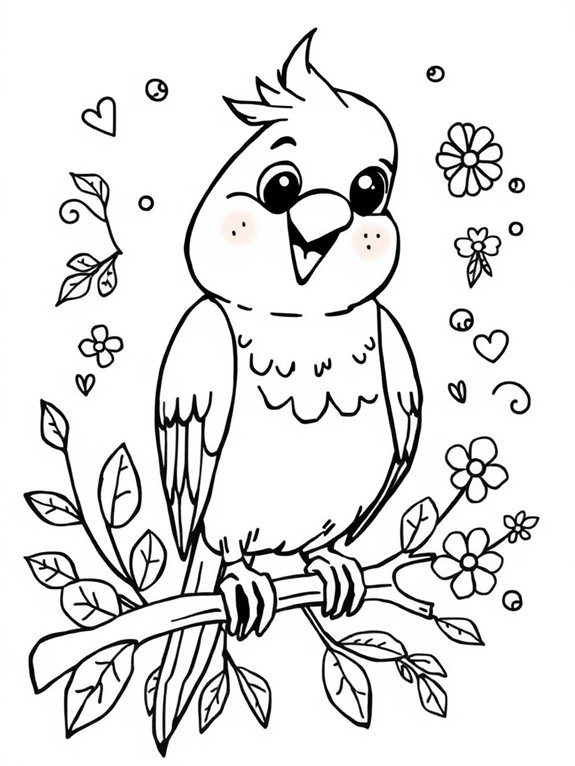 colorful budgerigar coloring page