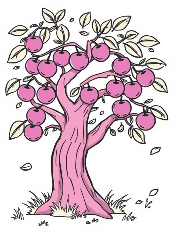 colorful cartoon plum tree