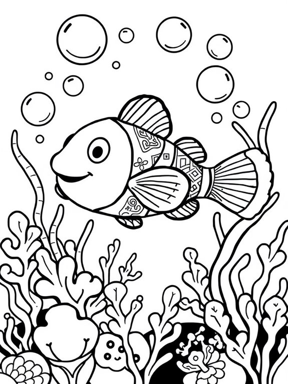 colorful clownfish coloring activity