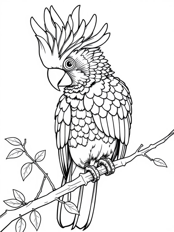 colorful cockatoo coloring page