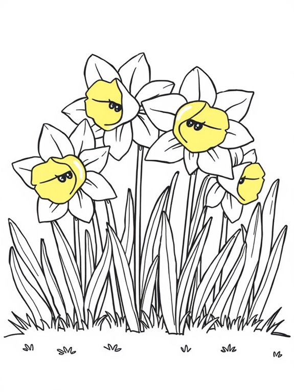 colorful daffodil coloring page