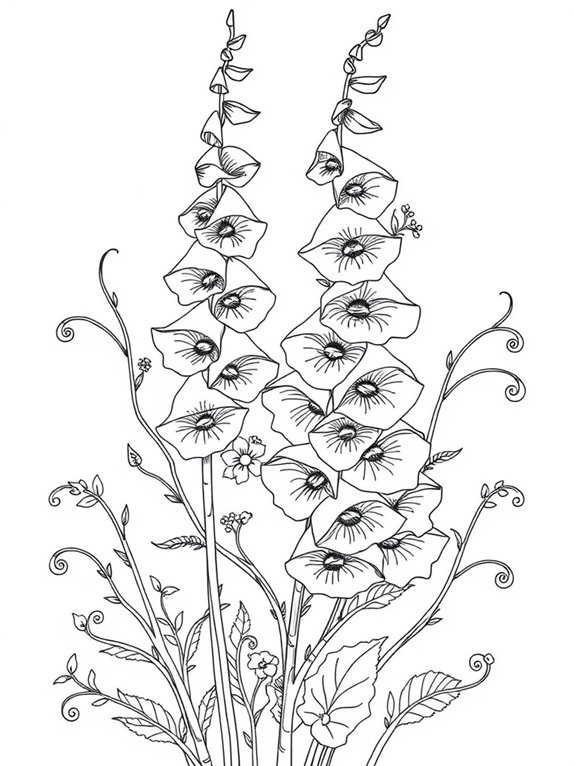 colorful foxglove flower illustration