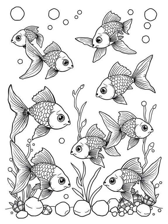 colorful goldfish shapes design