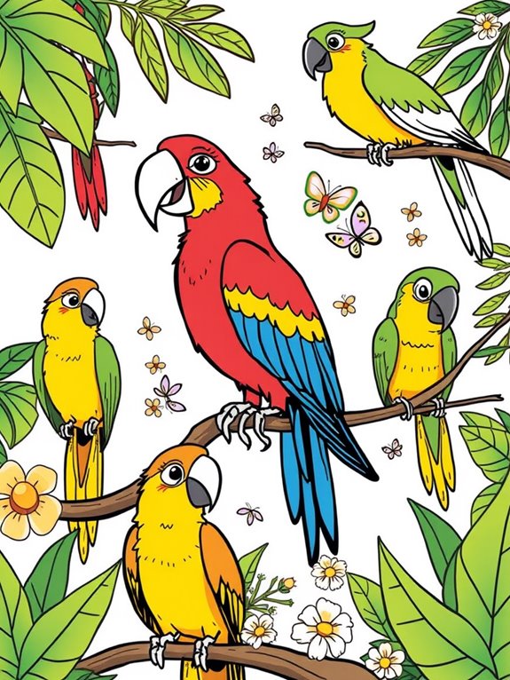 colorful parrots for kids