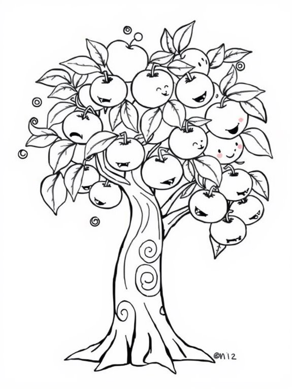 colorful peach tree illustration