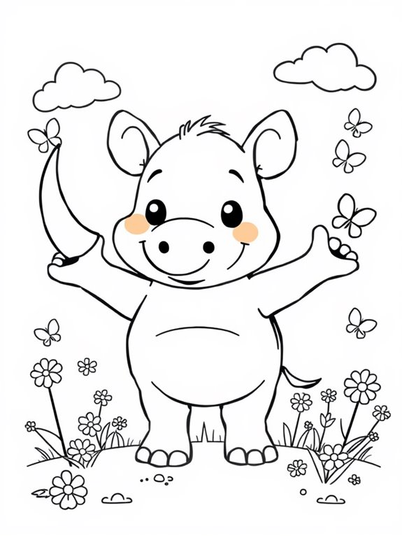 colorful rhino cartoon art