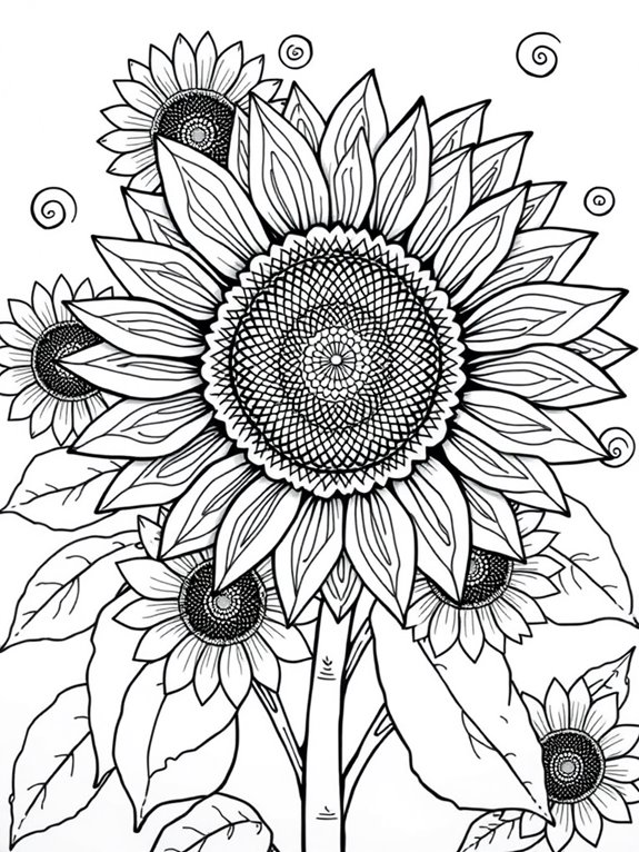 colorful sunflower coloring page