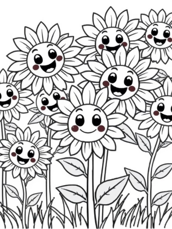 colorful sunflower coloring page