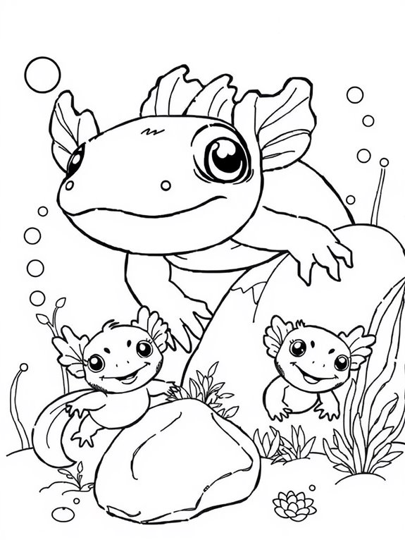 coloring page for axolotls