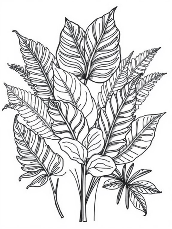 coloring page for leaves