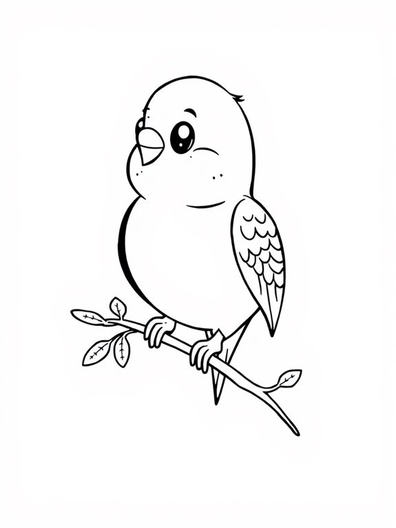 coloring page of budgerigar