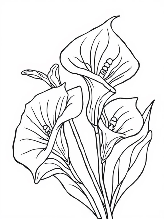 coloring page of calla lilies