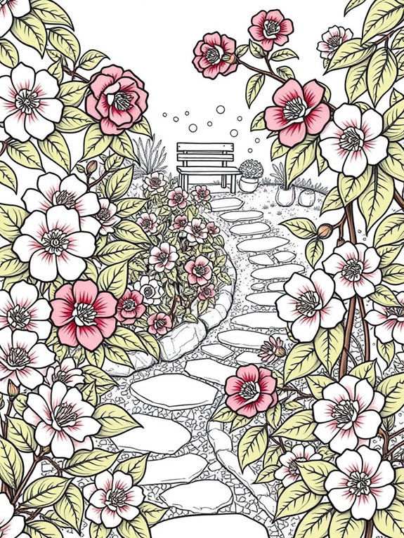 coloring page of camellias