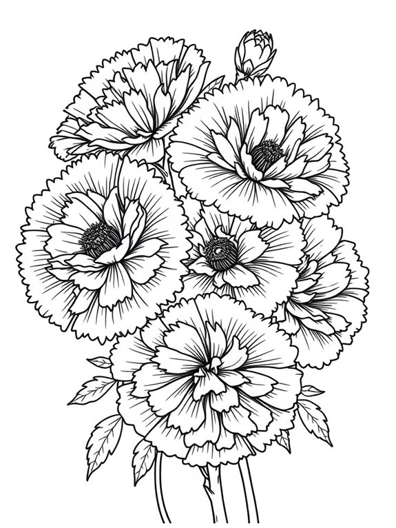 coloring page of carnations