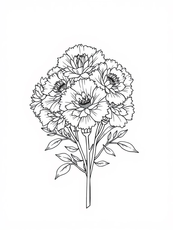 coloring page of carnations