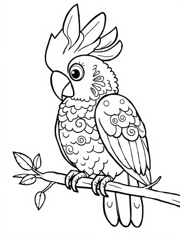 coloring page of cockatoo