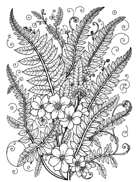 coloring page of ferns