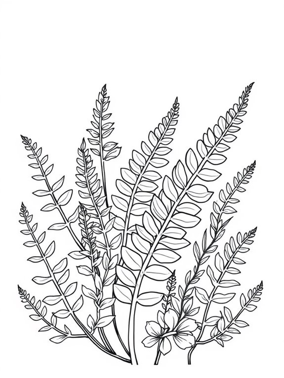 coloring page of ferns