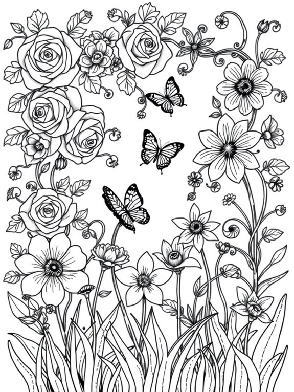 coloring page of flowers