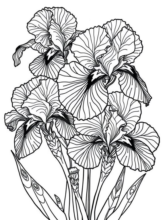 coloring page of irises