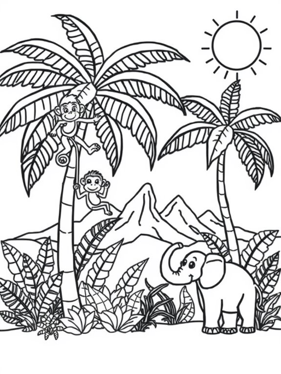 coloring page of jungle