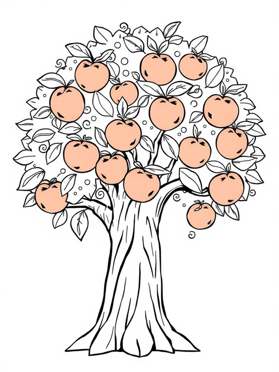 coloring page of peach tree