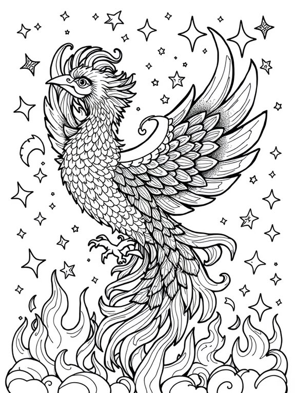 coloring page of phoenix