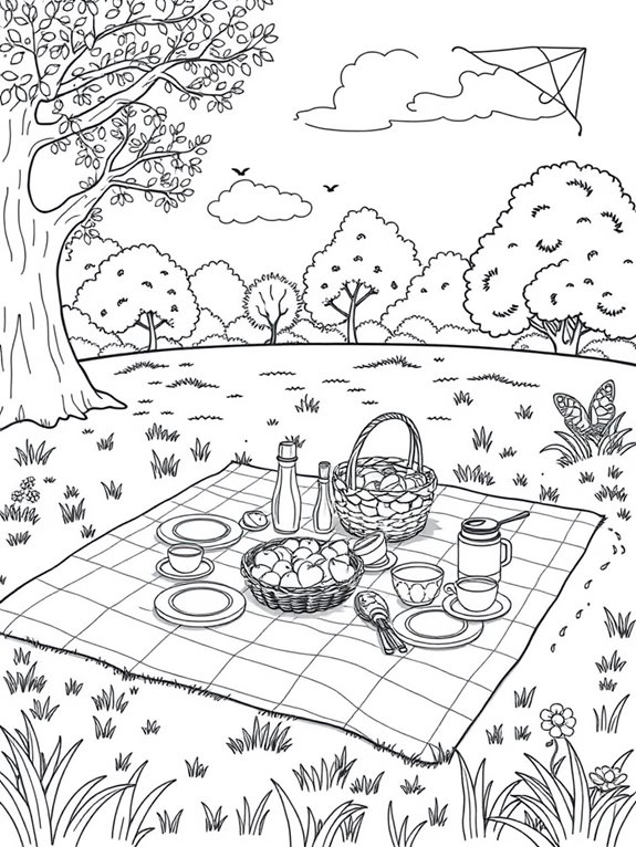 coloring page of picnic