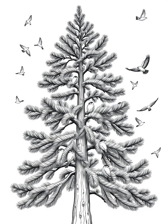 coloring page of pine tree