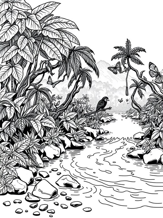 coloring page of rainforest