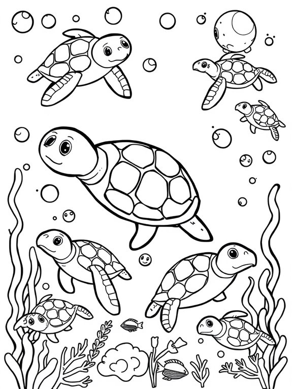 coloring page of turtles