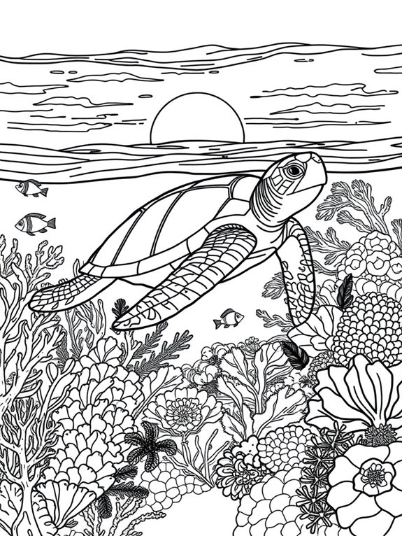 coloring page sea turtle