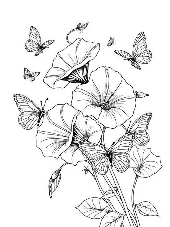 coloring page with butterflies