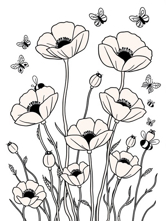 coloring page with insects