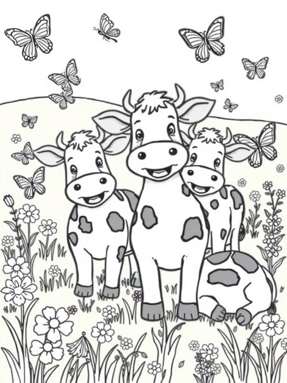 cows and butterflies coloring page