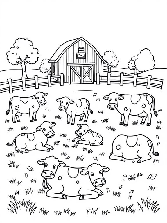 cows on farm coloring page