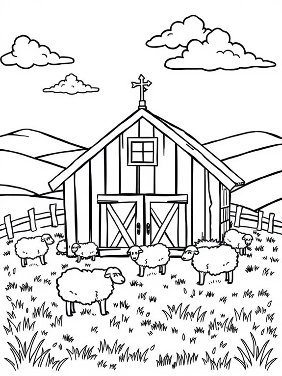 cozy barn with sheep