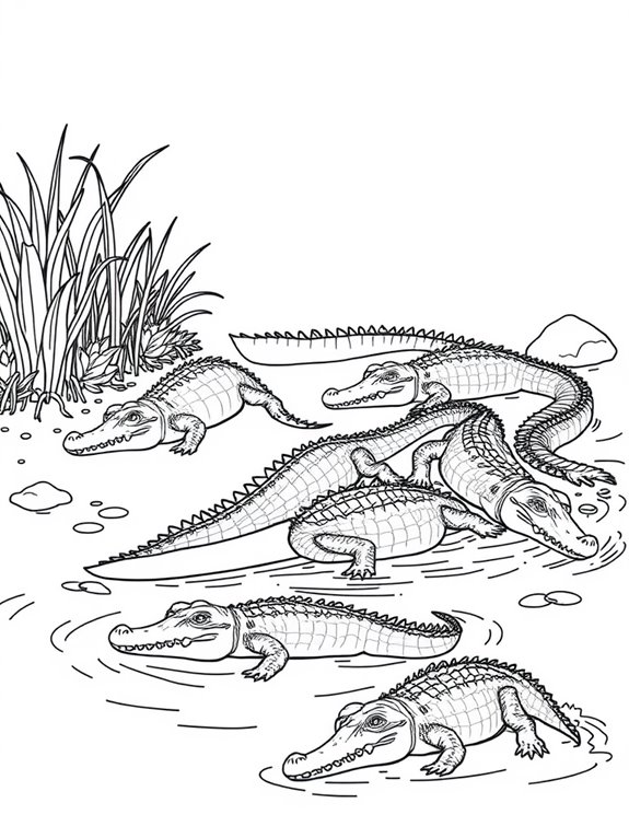 crocodiles by the riverbank