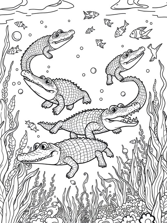 crocodiles swimming in water