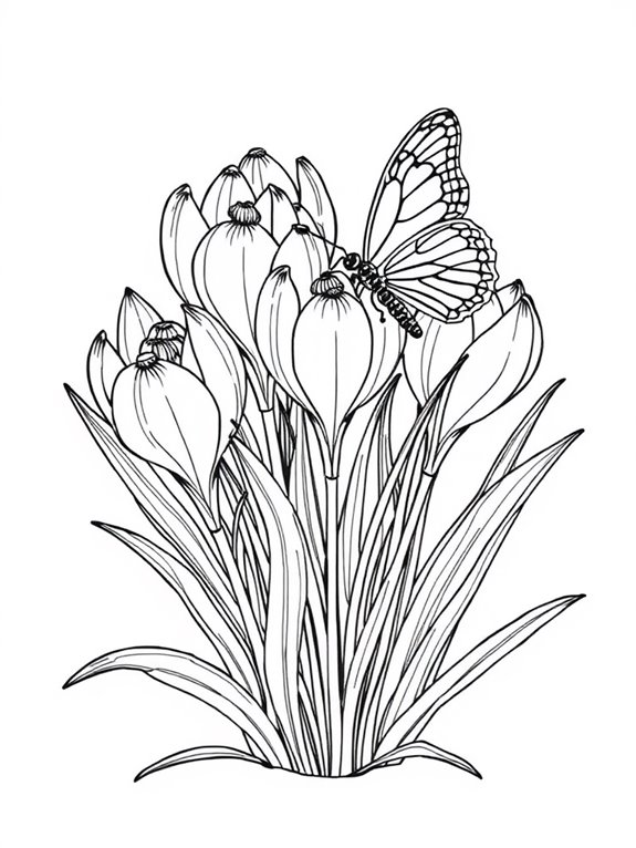 crocus flower and butterfly