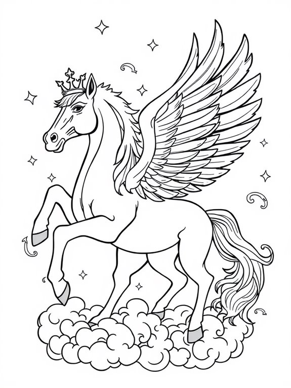 crowned pegasus coloring page