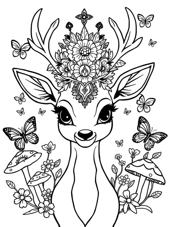 crowned whimsical deer illustration