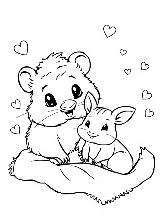 cuddly gerbils coloring page