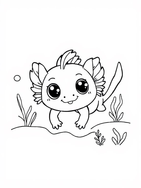 cute axolotl coloring page